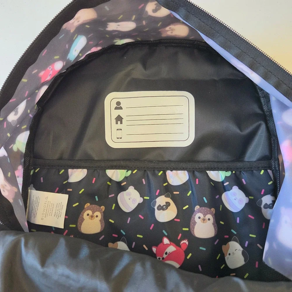 Squishmallows Cam the Cat Plush Backpack Black Calico Faux Fur Kids School Bag